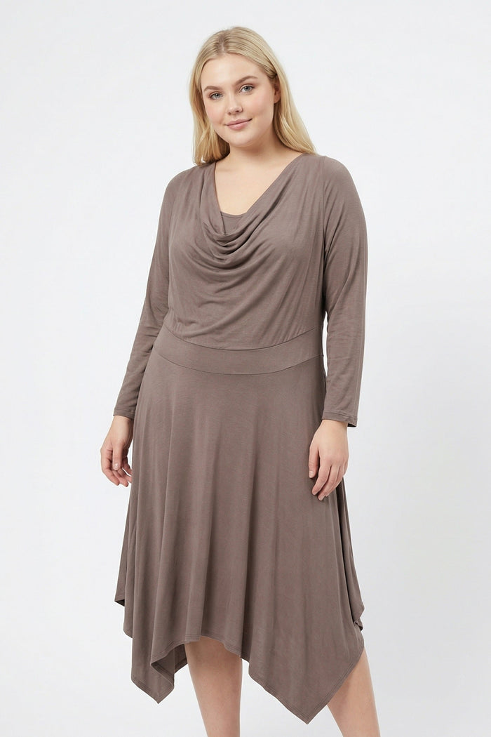 Women's Plus Long Sleeve Round Neck Dress
