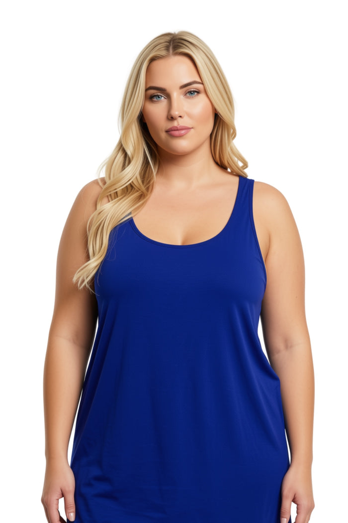 Women's Plus Sleeveless Round Neck Solid Tank Top