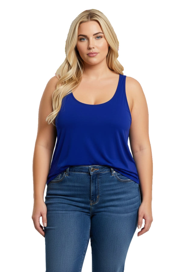 Women's Plus Sleeveless Round Neck Solid Tank Top