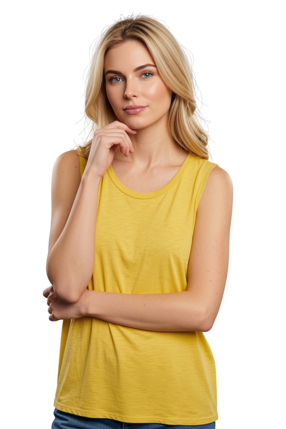 Women's Sleeveless Round Neck Solid Top