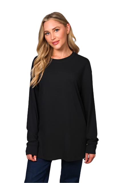 Women's Long Sleeve Round Neck Solid Sweater