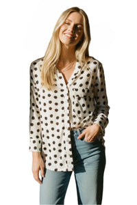 Women's Long Sleeves Textured Button Down Printed Top