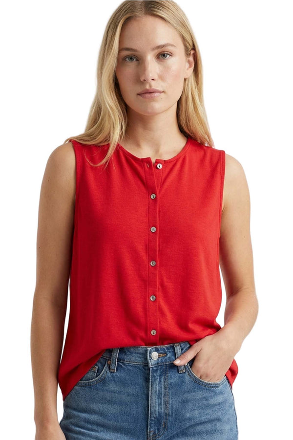 Women's Sleeveless Button Front Ribbed Tank Top