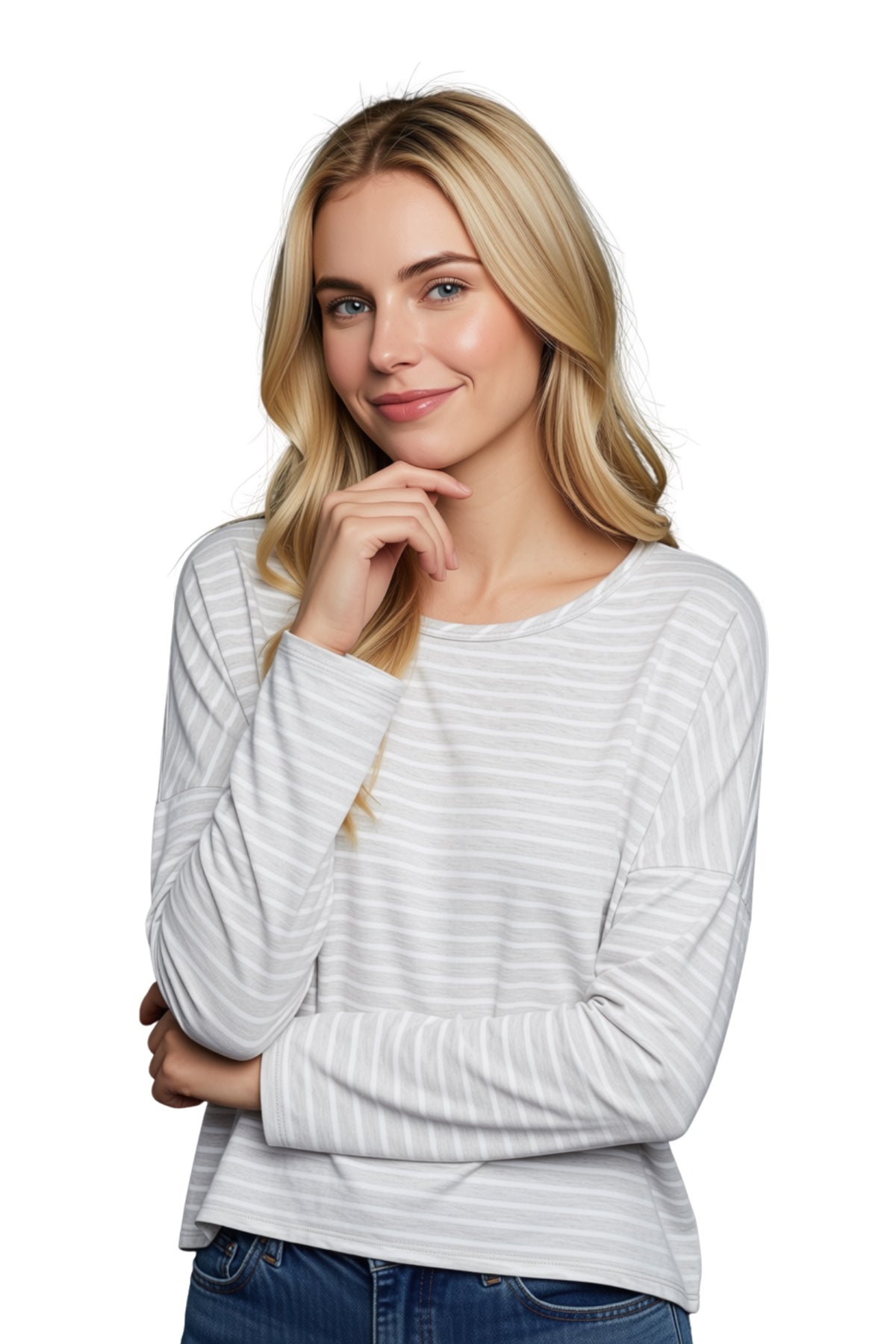 Women's Round Neck Drop Shoulder Long Sleeves Top