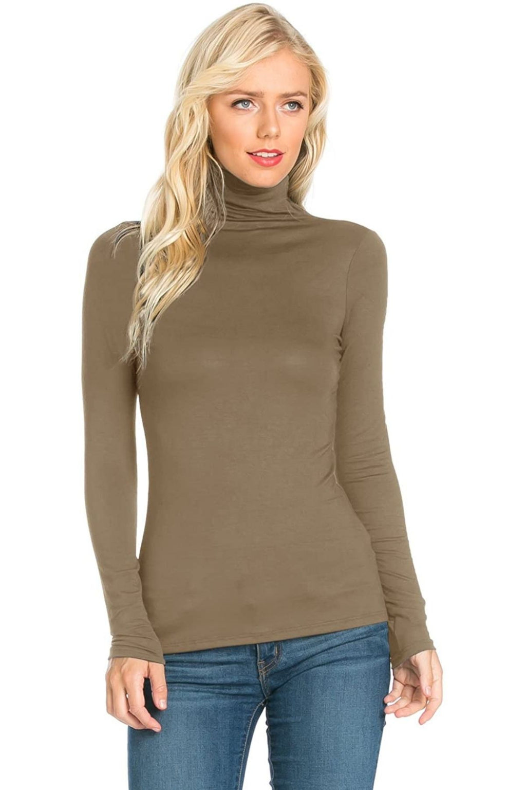 Women's Turtle Neck Long Sleeve Jersey Top - Assorted