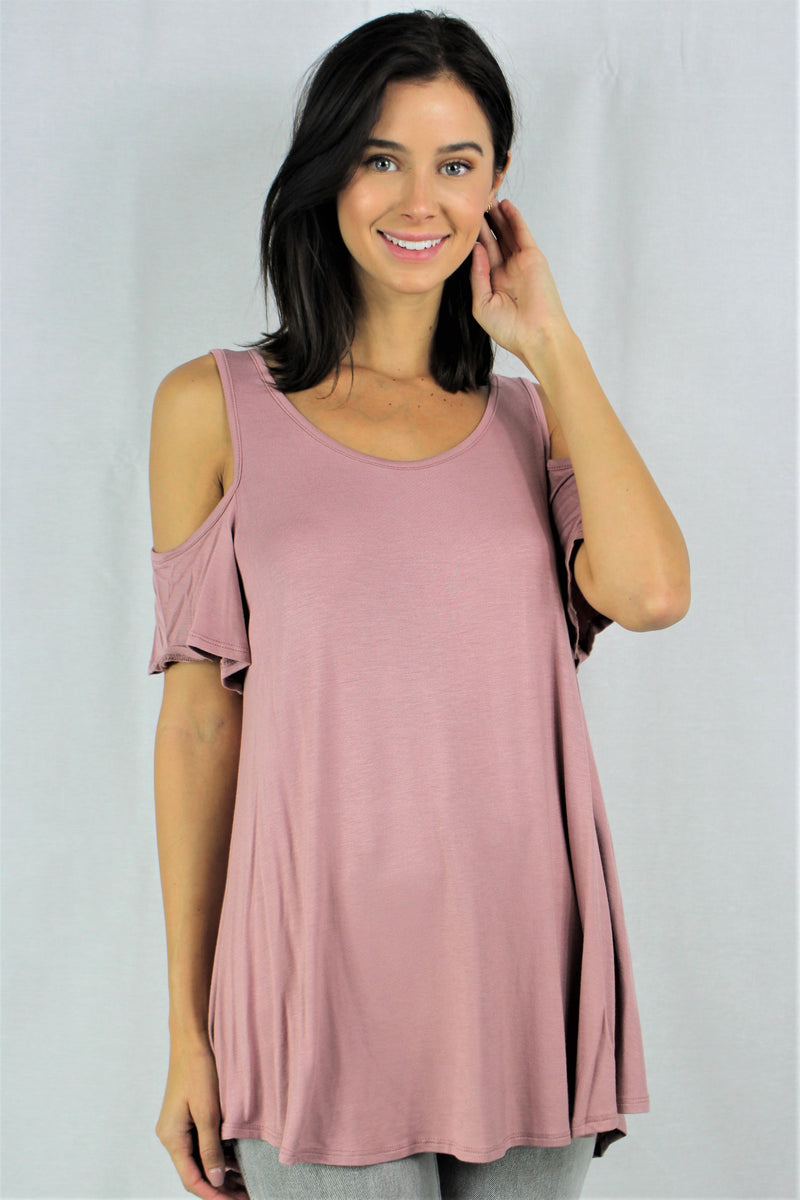 Women's Short Sleeve Cold Shoulder Top