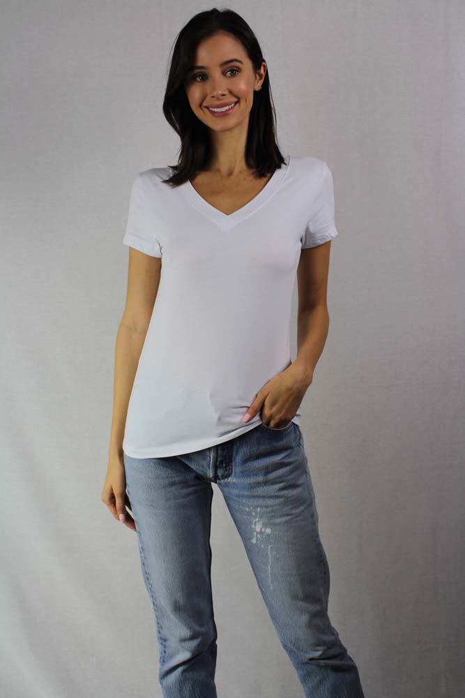 short sleeve v neck basic tee