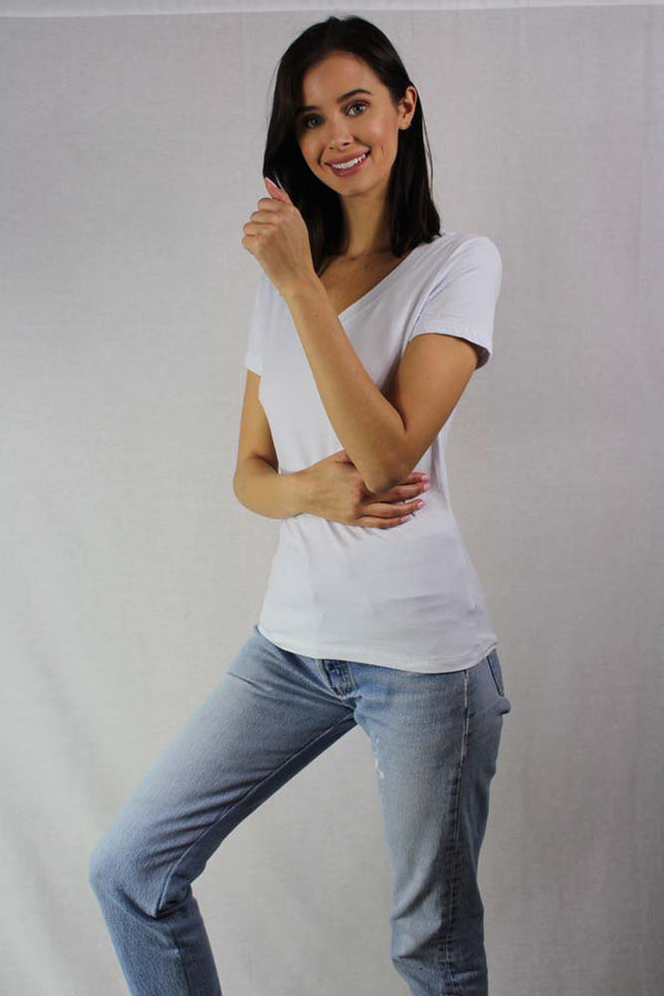 short sleeve v neck basic tee