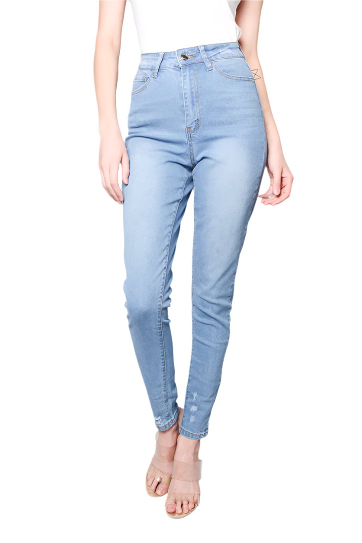 Women's High Waist Light Wash Skinny Jeans