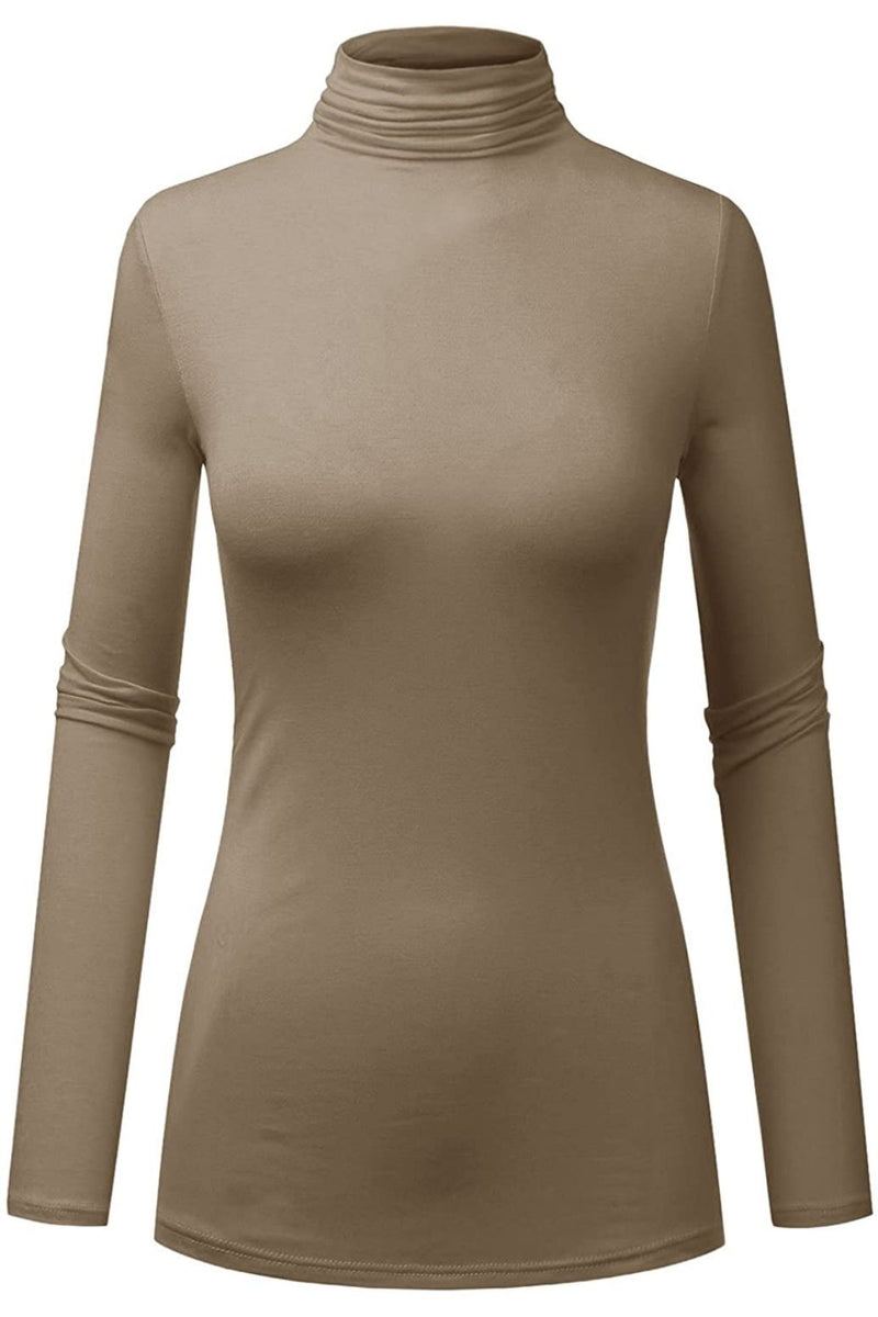 Women's Turtle Neck Long Sleeve Jersey Top - Assorted