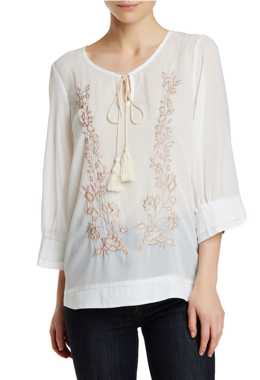 Ivory English Embroidery Iris Blouse