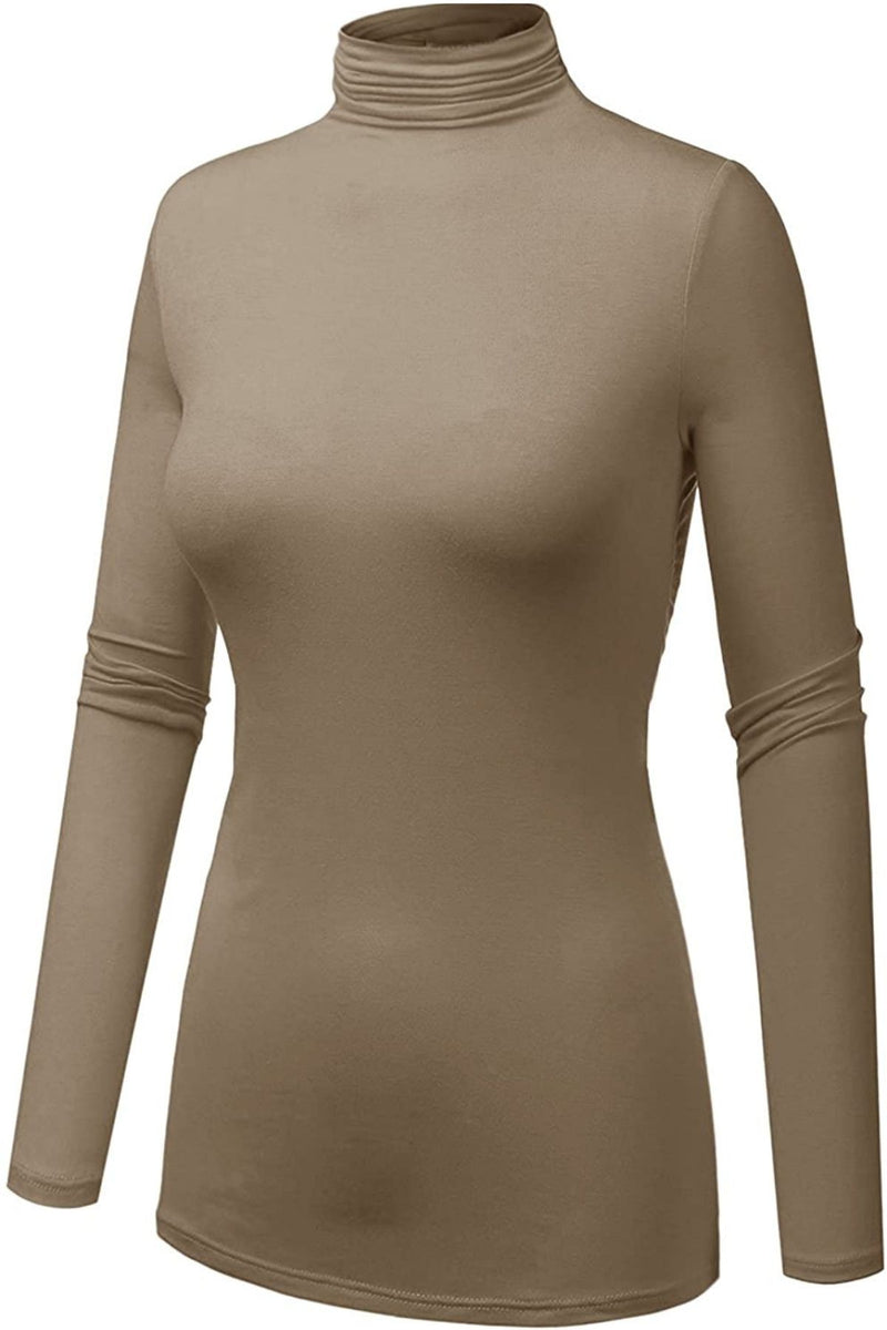 Women's Turtle Neck Long Sleeve Jersey Top - Assorted