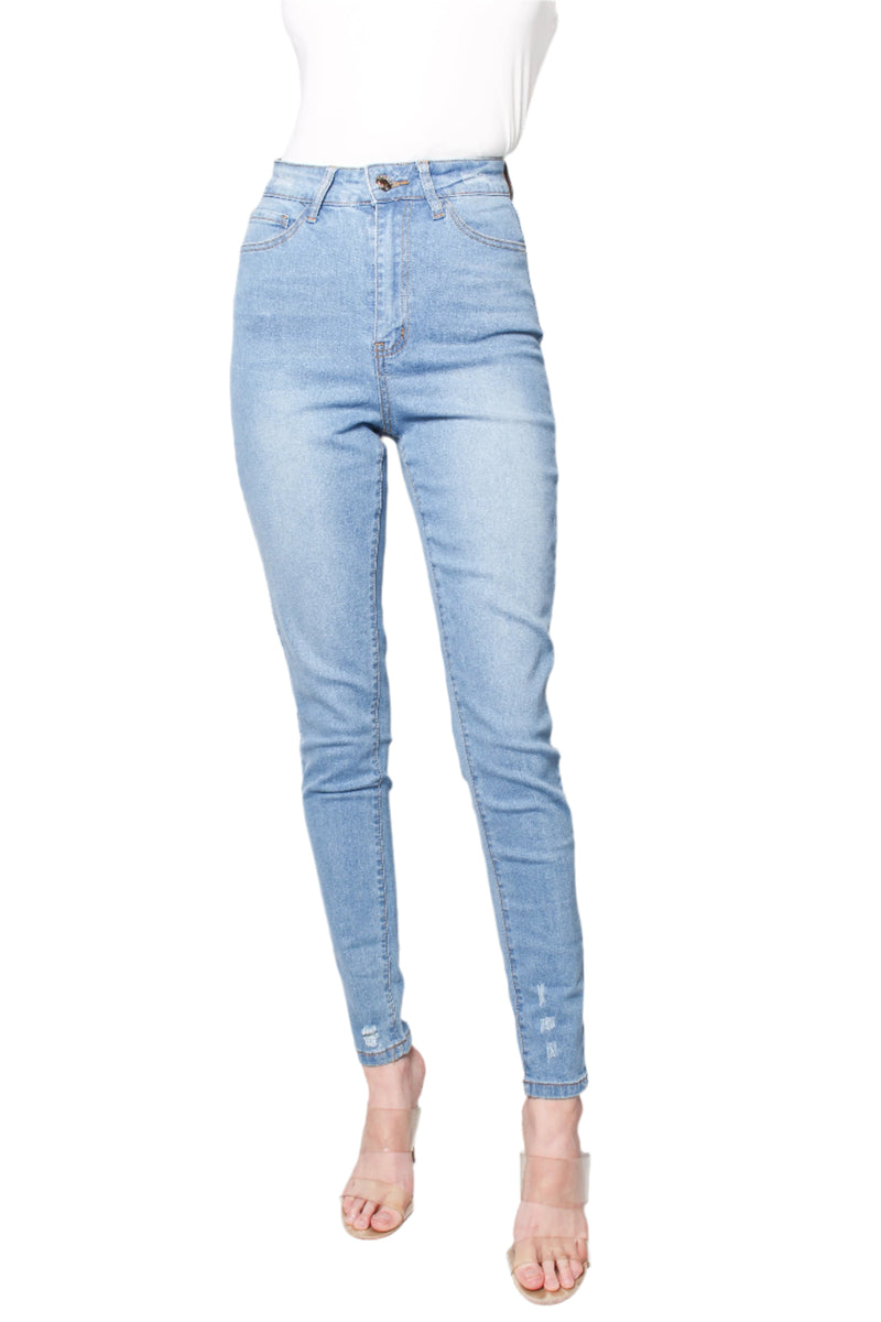 Women's High Waist Light Wash Skinny Jeans