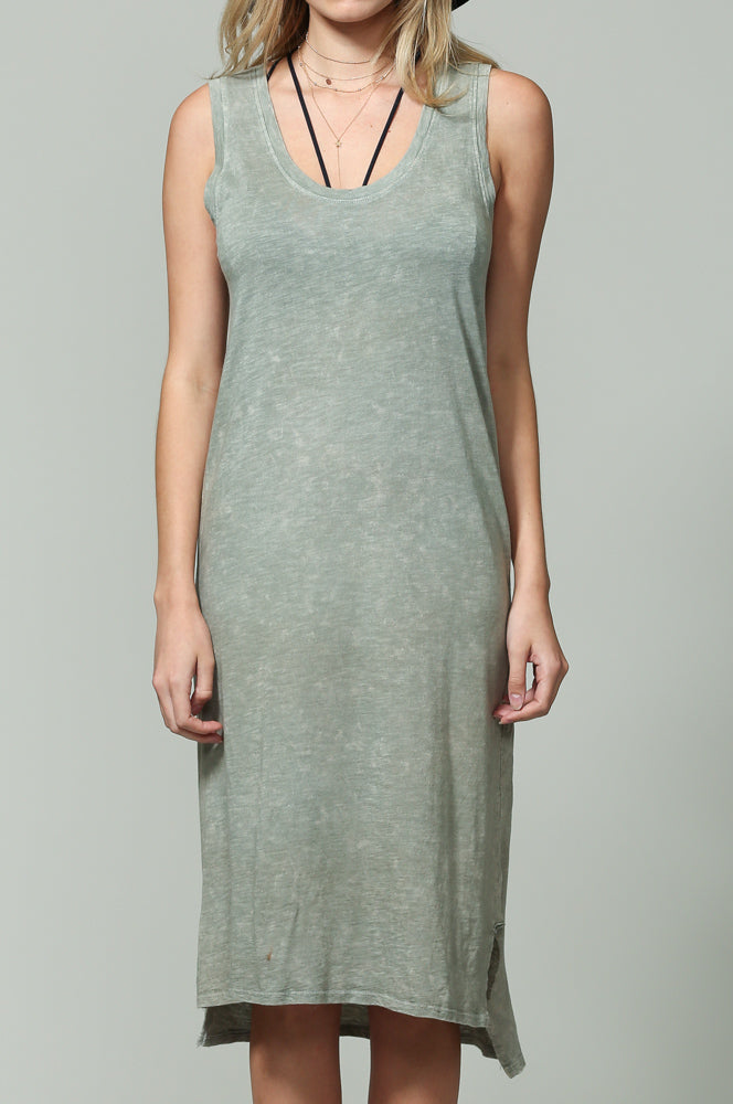 Sage Green Charcoal Sleeveless Dress