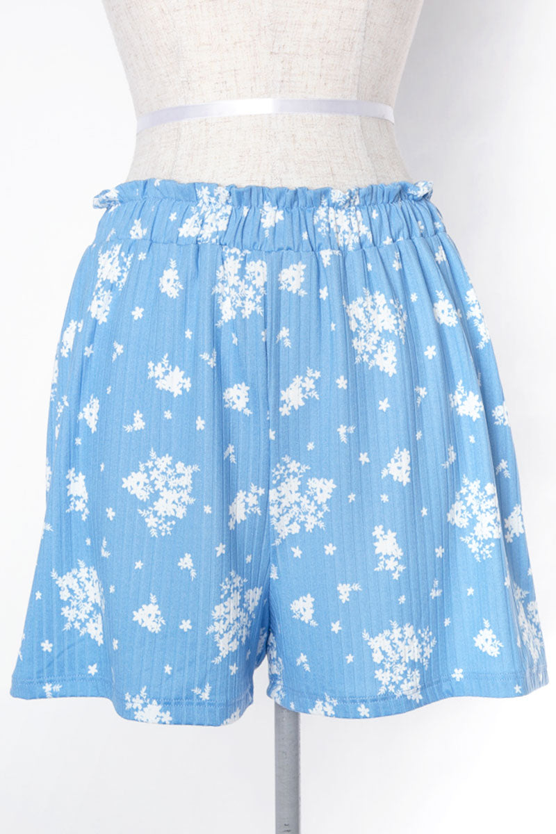 Women's Ruffle Elastic Waist Floral Summer Shorts