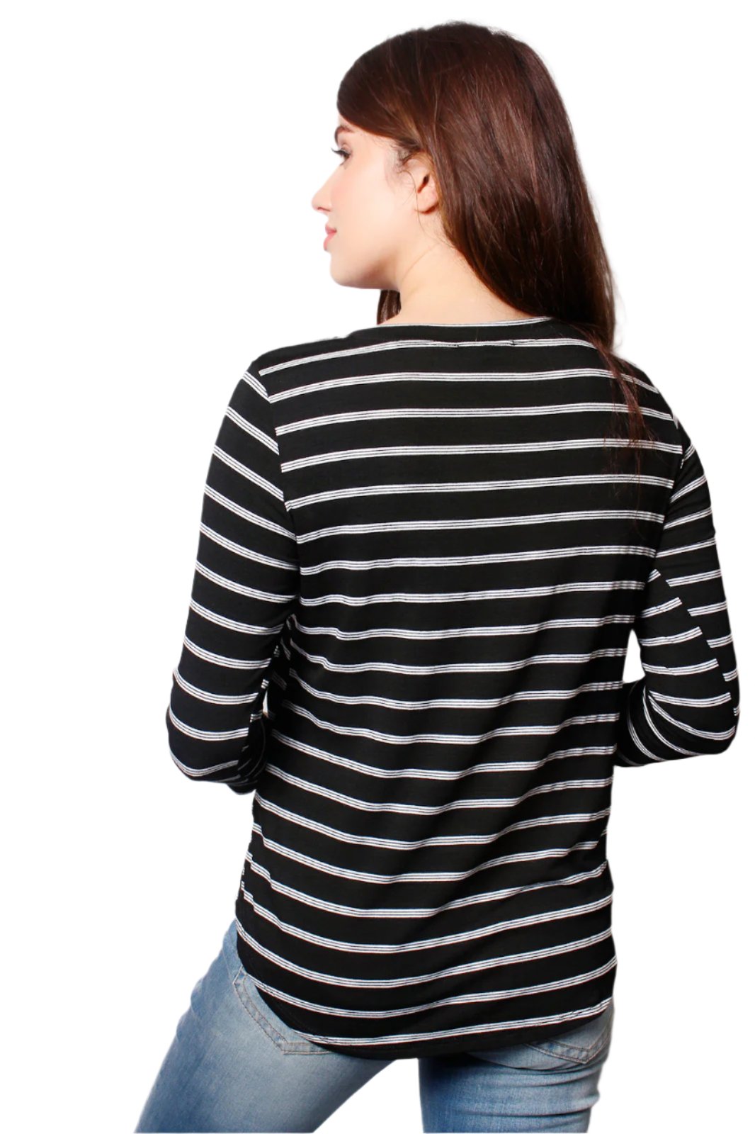 Women's 3/4th Sleeve V Neck Stripe Top