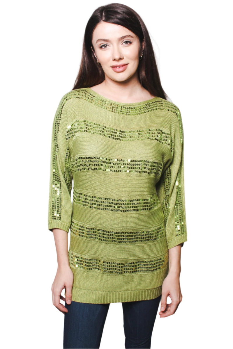 Women's Knited Long Sleeves Sequin Tunic Sweater