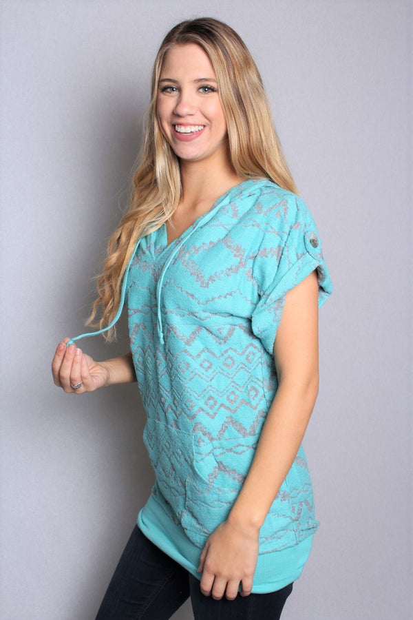 Women's Tribal Hoodie Short Sleeve Sweater