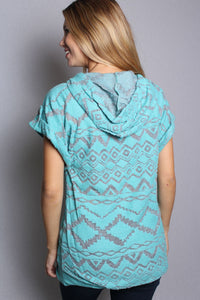 Women's Tribal Hoodie Short Sleeve Sweater