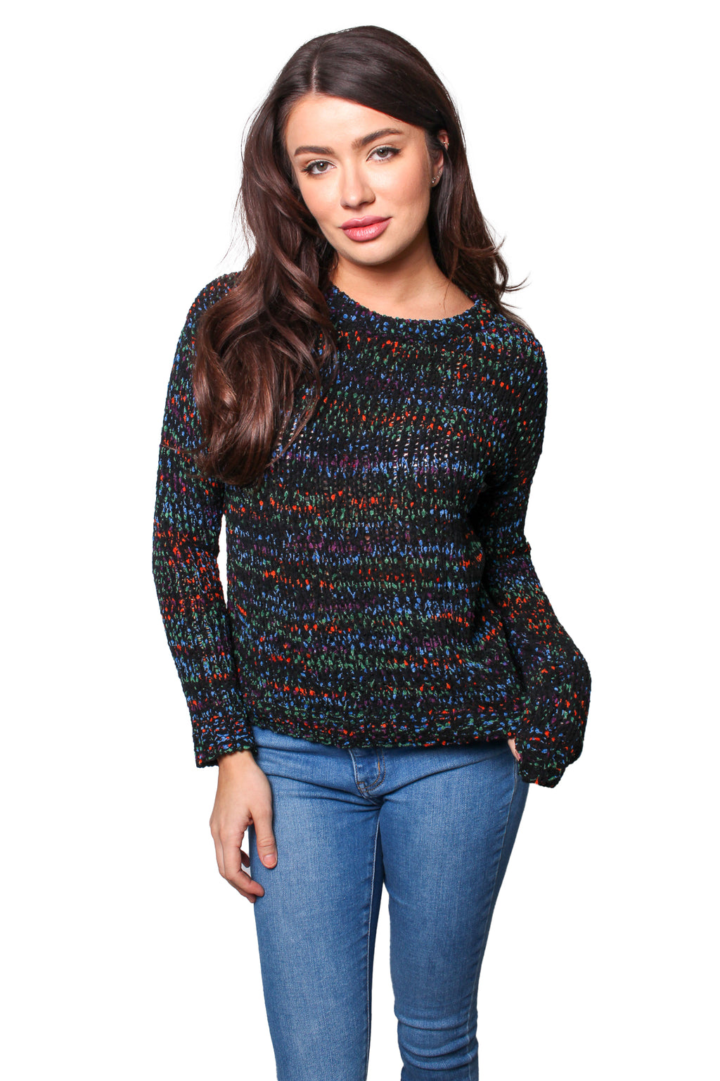 Women's Long Sleeves Wide Neck Knitted Sweater