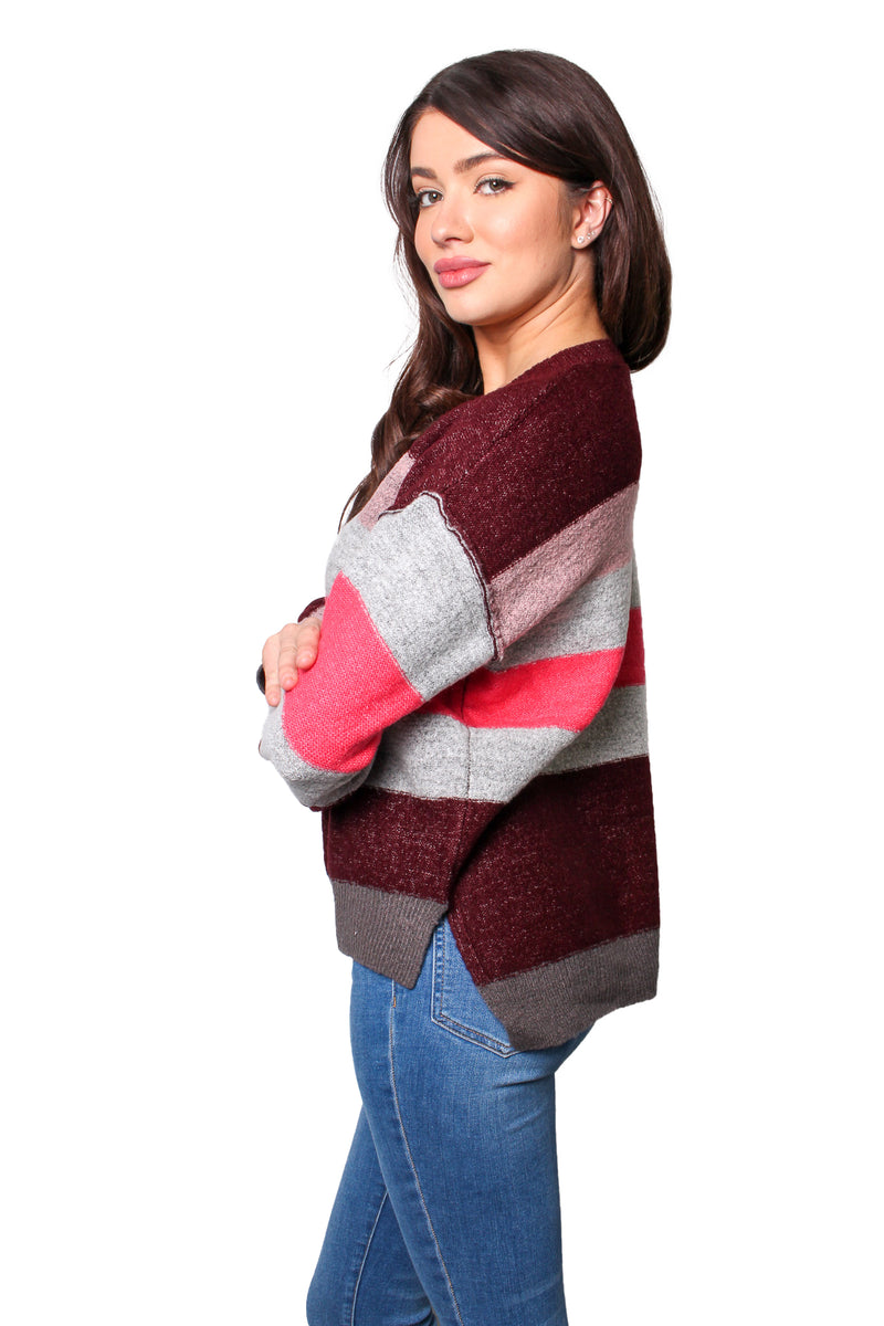 Women's Long Sleeves V Neck Knitted Sweater