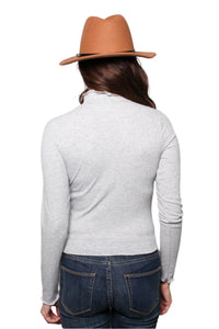 Women's Long Sleeves Mock Neck Ribbed Cropped Top