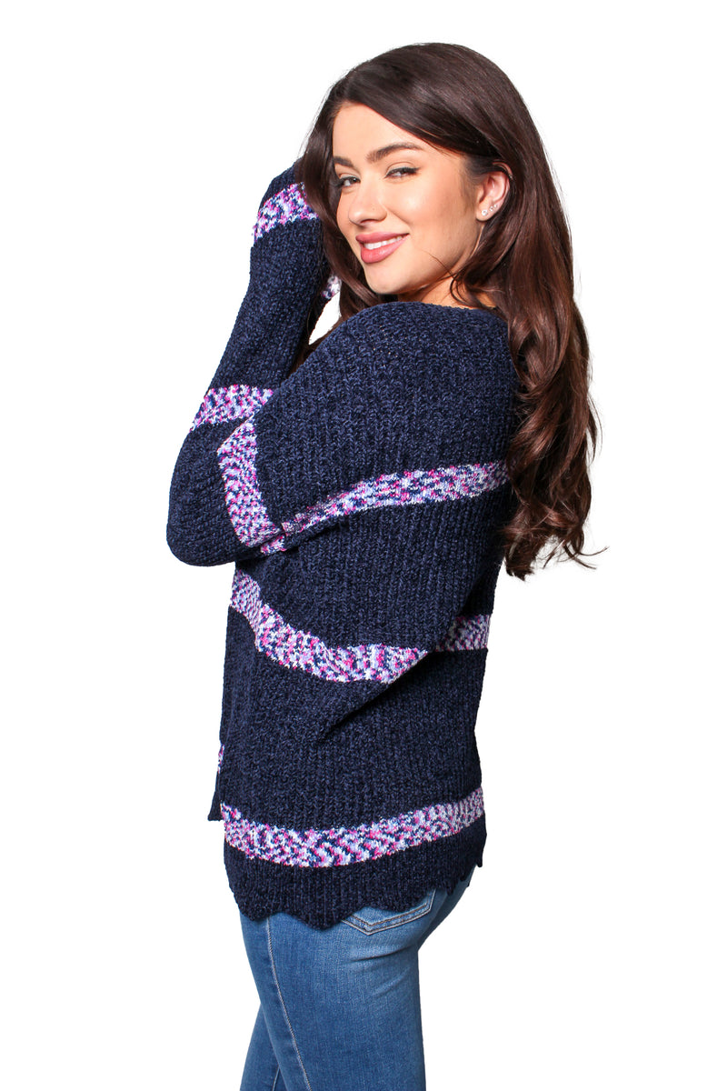 Women's Long Sleeves Round Neck Knitted Sweater