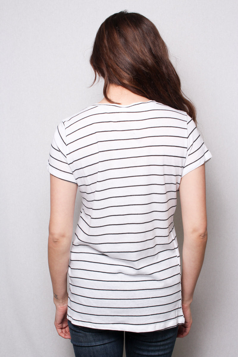 Women's Short Sleeves V Neck Stripe Comfy Shirt