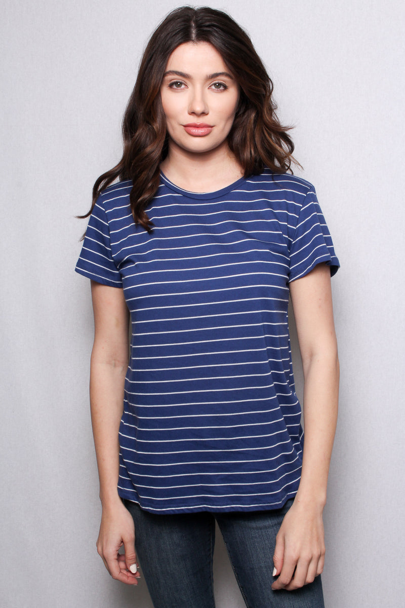 Women's Short Sleeves Crew Neck Stripe Comfy Shirt