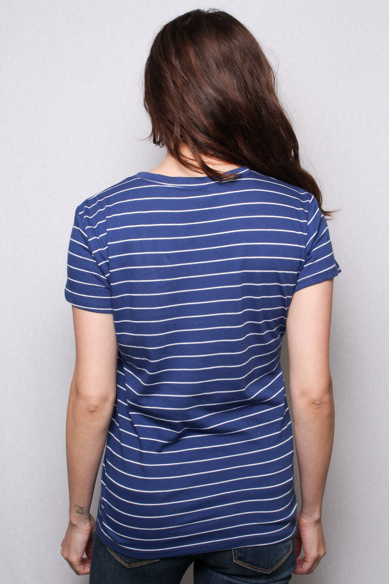 Women's Short Sleeves Crew Neck Stripe Comfy Shirt