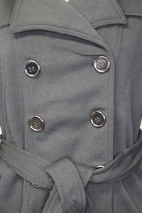 Women's Double Breasted Belted Pea Coat Jacket