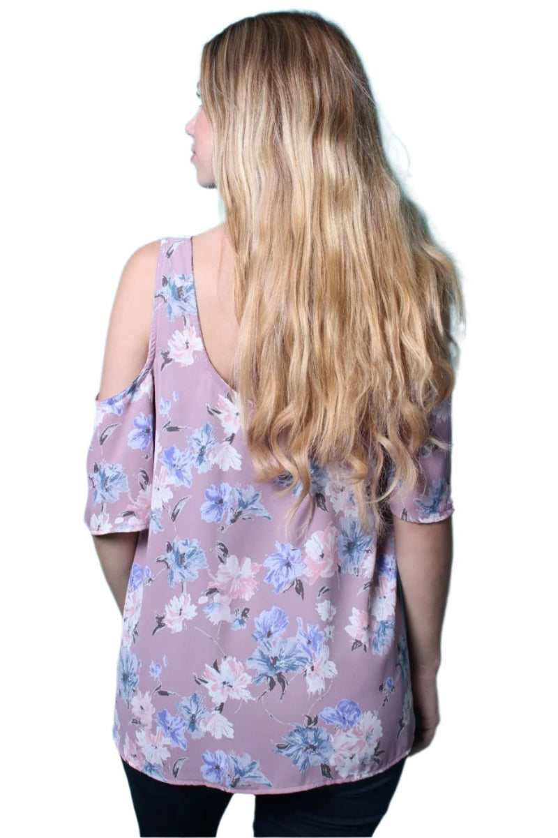 Women's Cold Shoulder Loose Fit Floral Top