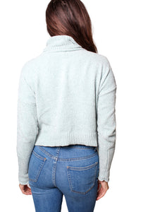 Women's Long Sleeves High Neck Drawstring Knitted Sweater