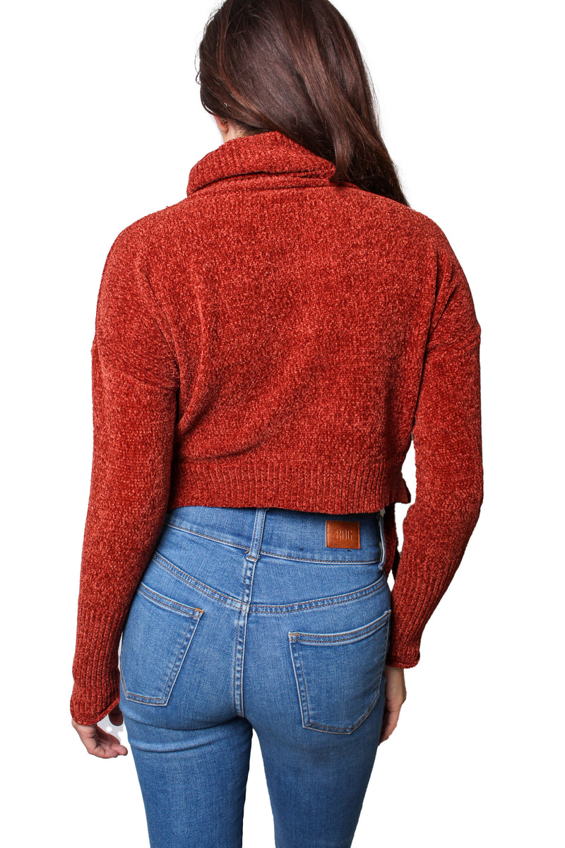 Women's Long Sleeves High Neck Drawstring Knitted Sweater
