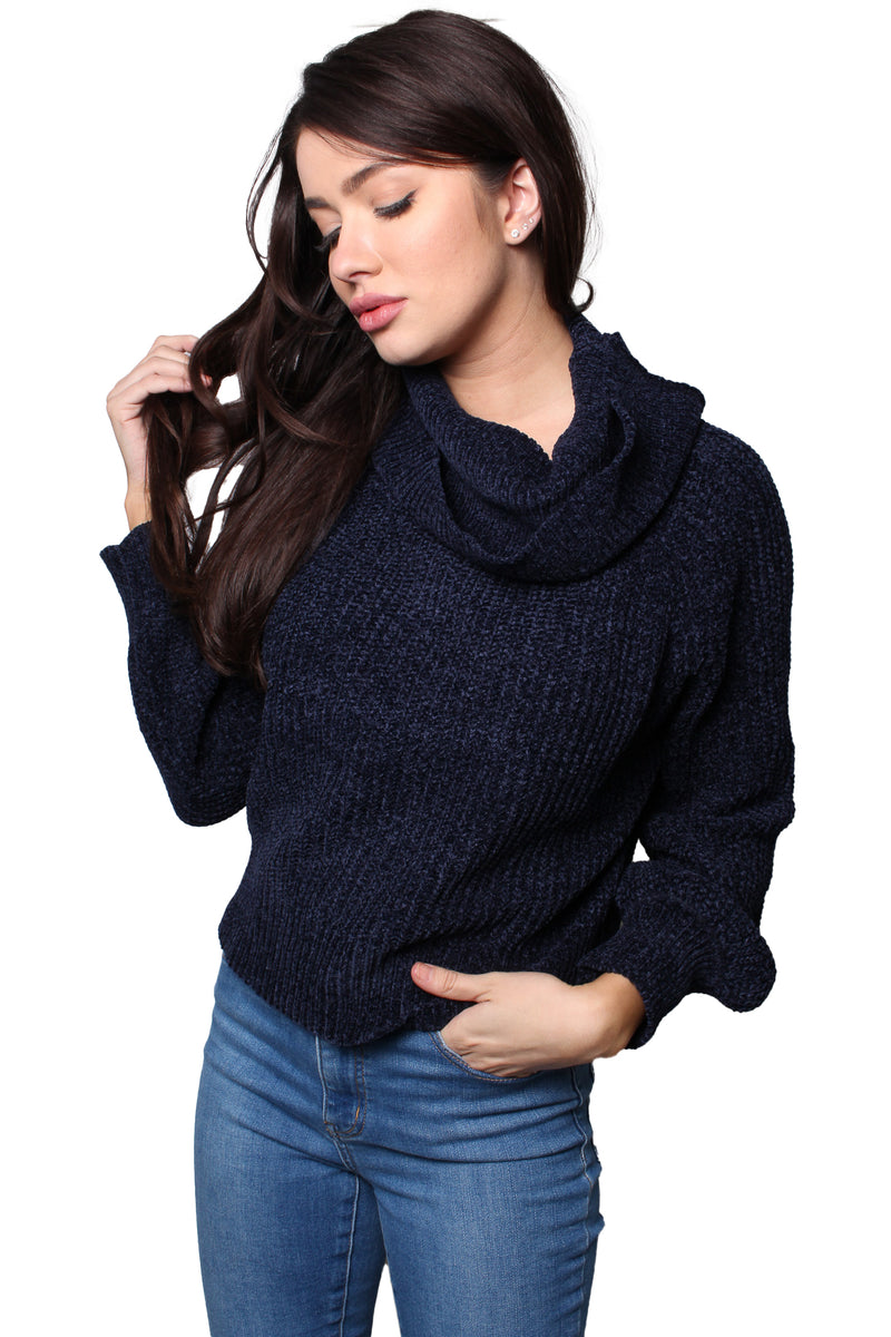Women's Long Sleeves High Neck Knitted Sweater
