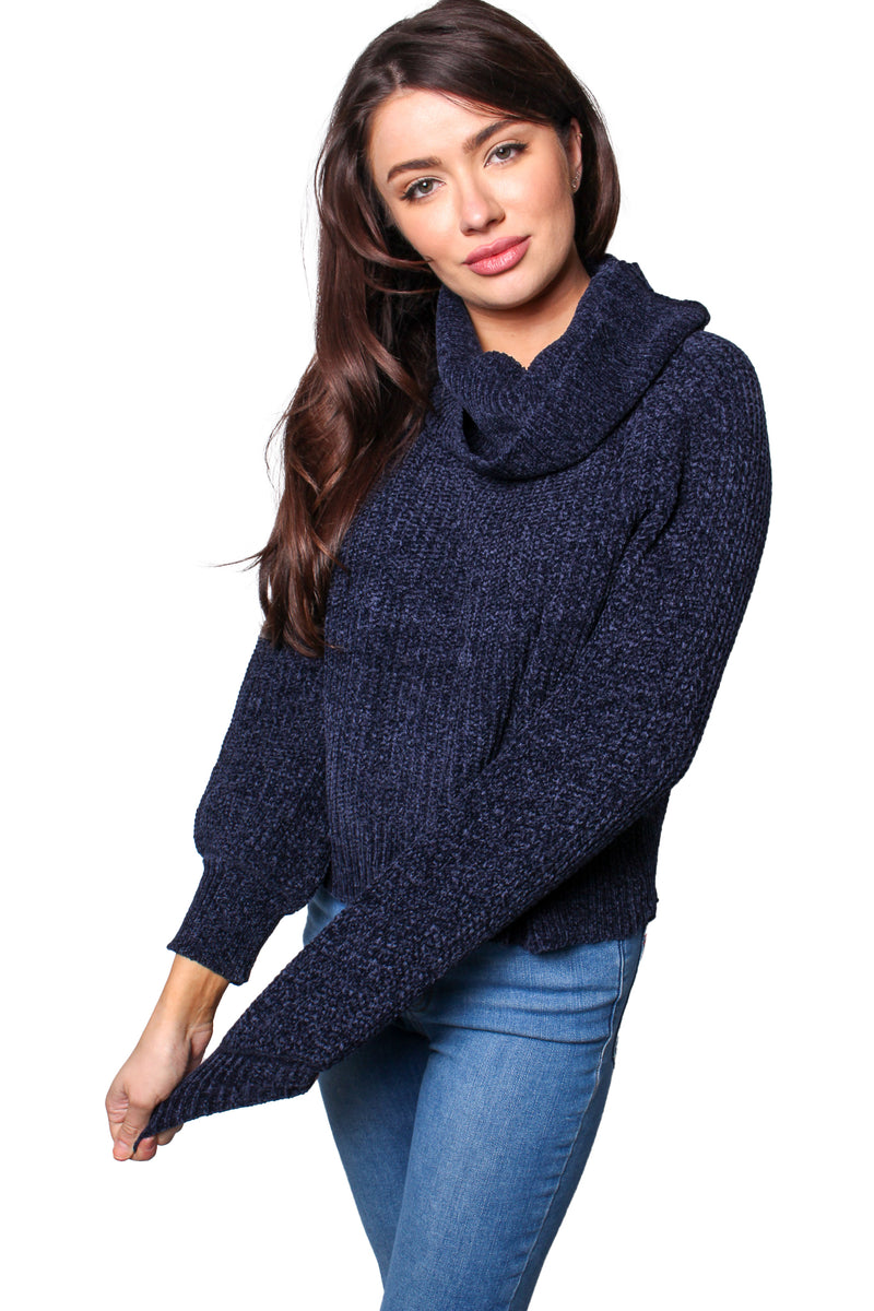 Women's Long Sleeves High Neck Knitted Sweater