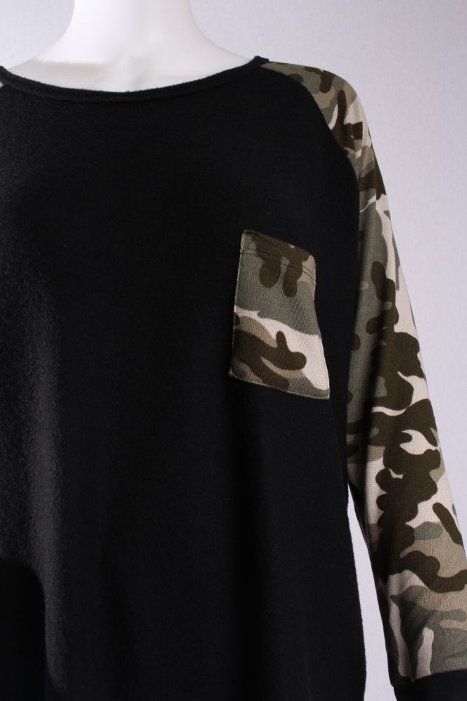 Women's Raglan Top with Camo Sleeves