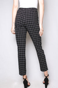Women's Casual Windowpane Tie Waist Pants