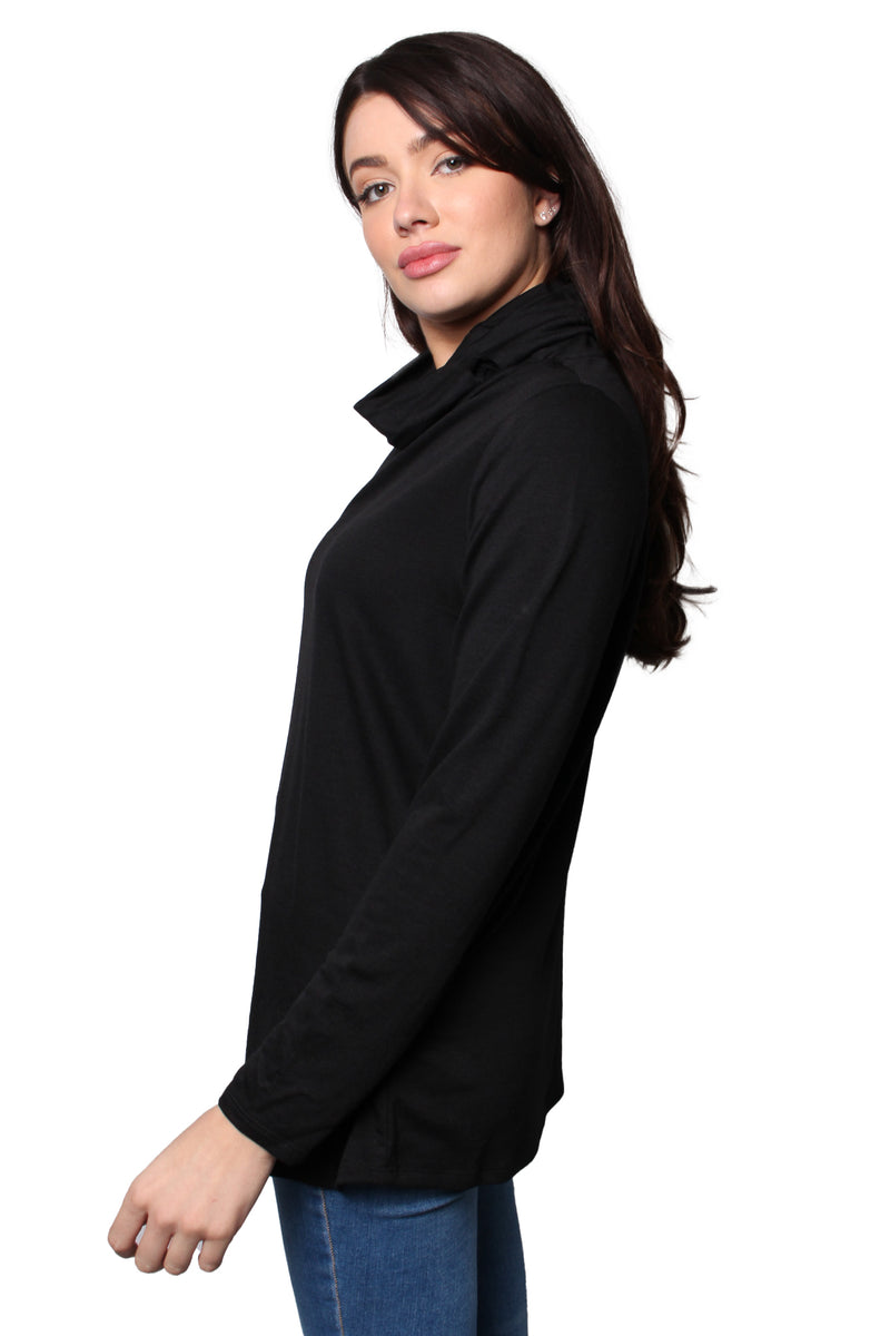 Women's Long Sleeves Cowl Neck Solid Top