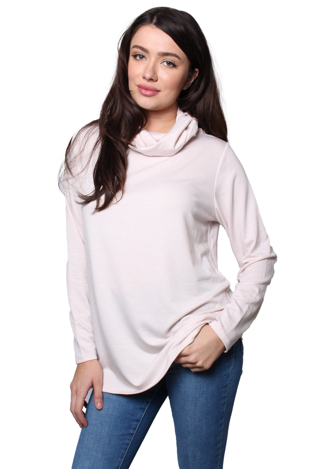 Women's Long Sleeves Cowl Neck Solid Top
