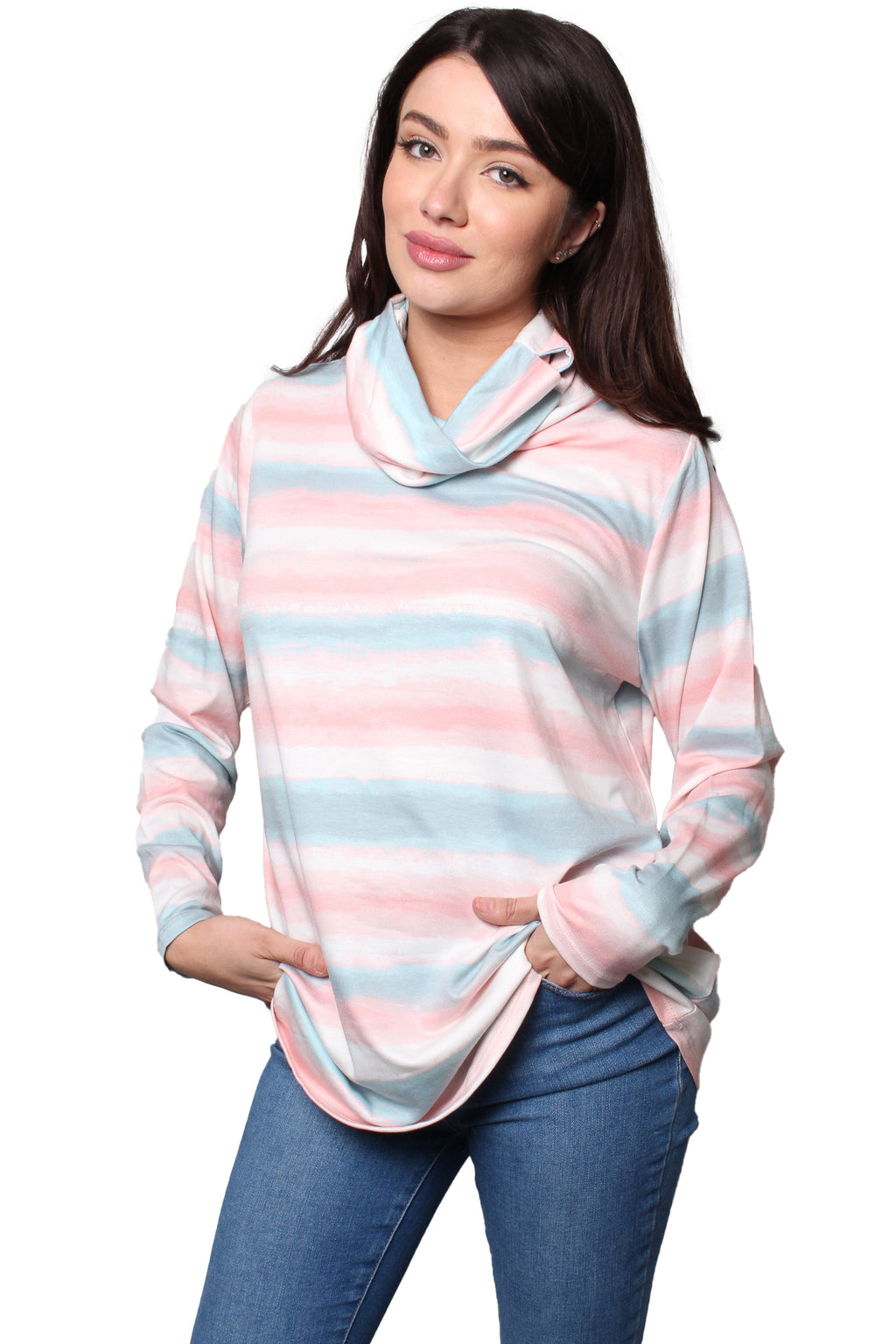 Women's Long Sleeves Cowl Neck Solid Top