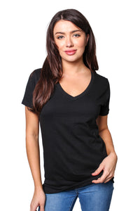 Women's Short Sleeve Deep V Neck Plain Top