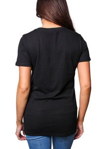 Women's Short Sleeve Deep V Neck Plain Top