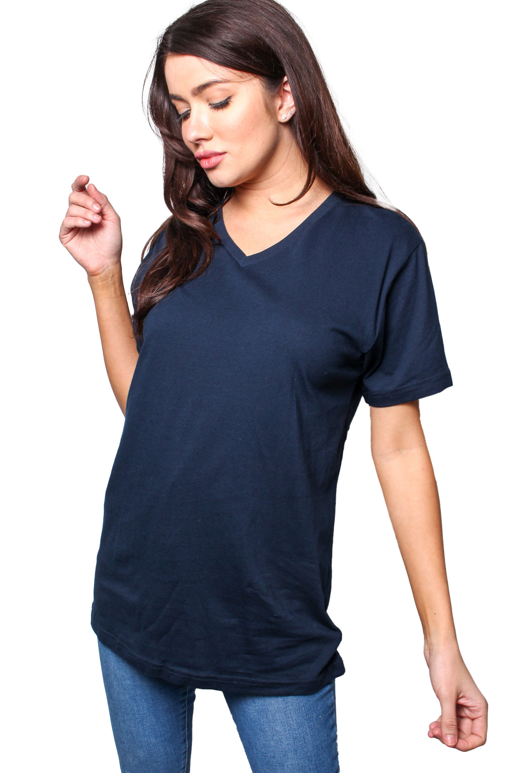 Women's Short Sleeve Deep V Neck Plain Top