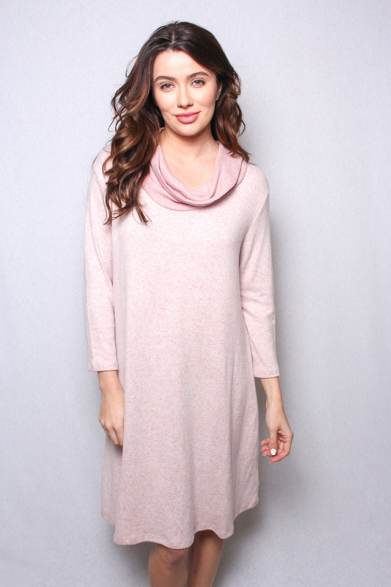 Women's Long Sleeves Cowl Neck Sweater Dress