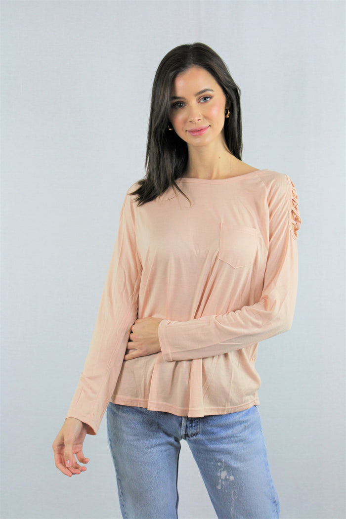 Long Sleeve Criss Cross Shoulder