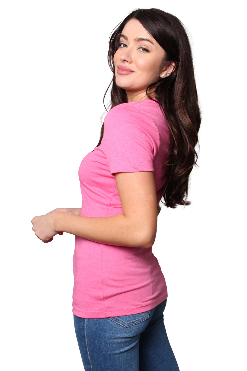 Women's Short Sleeve Deep V Neck Plain Top