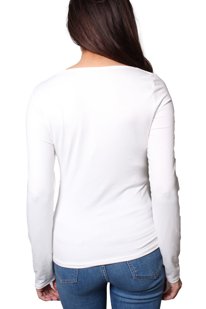 Women's Long Sleeves Asymmetrical Neck Solid Top