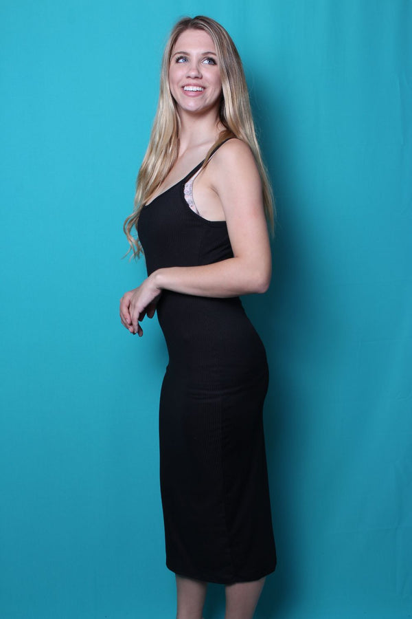 Women's Strappy Midi Solid Dress