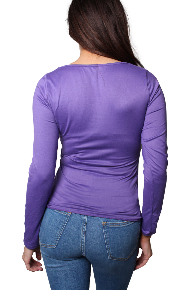 Women's Long Sleeves Square Neck Solid Top